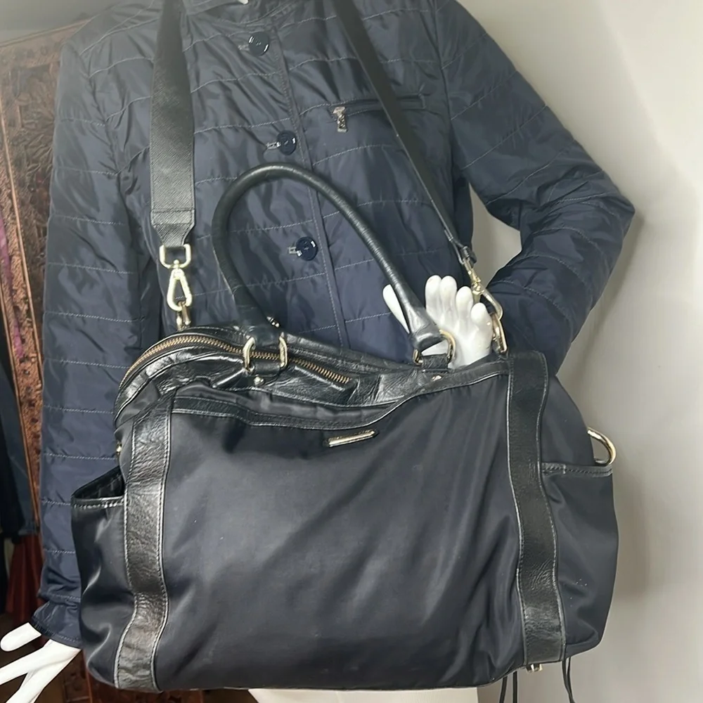 Rebecca Minkoff Knocked Up Diaper Bag Black Nylon & Leather